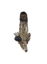 Дымчатая удлиняющая насадка с вибрацией и отростком для преданусного массажа - Baile - в Воронеже купить с доставкой