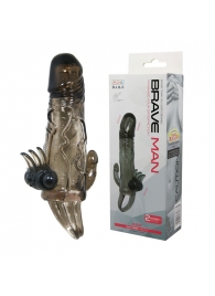 Дымчатая удлиняющая насадка с вибрацией и отростком для преданусного массажа - Baile - в Воронеже купить с доставкой