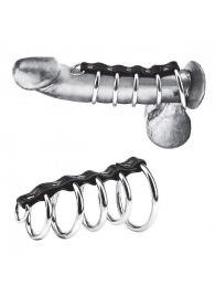Хомут на пенис с 5 кольцами 5 Ring Gates Of Hell With Lead - BlueLine - купить с доставкой в Воронеже
