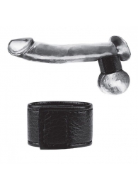 Чёрная утяжка на мошонку 1  Velcro Ball Stretcher - BlueLine - купить с доставкой в Воронеже