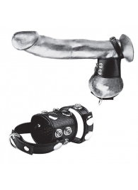 Утяжка на пенис и мошонку Cock Ring With 1.5  Ball Stretcher And Optional Weight Ring - BlueLine - купить с доставкой в Воронеже