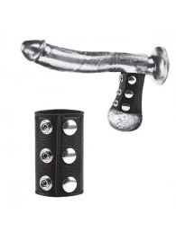 Чёрная утяжка на кнопках 100% PVC STRAP WITH METAL SNAP - BlueLine - купить с доставкой в Воронеже