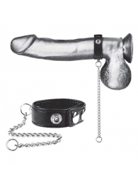 Утяжка на пенис с поводком Snap Cock Ring With 12  Leash - BlueLine - купить с доставкой в Воронеже