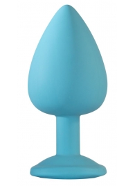 Большая голубая анальная пробка Emotions Cutie Large с фиолетовым кристаллом - 10 см. - Lola Games - купить с доставкой в Воронеже