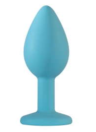 Малая голубая анальная пробка Emotions Cutie Small с фиолетовым кристаллом - 7,5 см. - Lola Games - купить с доставкой в Воронеже