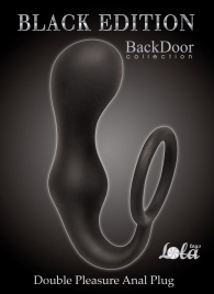 Чёрное эрекционное кольцо с анальной пробкой Double Pleasure Anal Plug - Lola Games - в Воронеже купить с доставкой