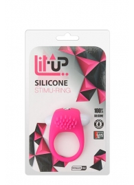 Розовое эрекционное кольцо с щеточкой LIT-UP SILICONE STIMU RING 5 - Dream Toys - в Воронеже купить с доставкой