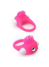 Розовое эрекционное кольцо с щеточкой LIT-UP SILICONE STIMU RING 5 - Dream Toys - в Воронеже купить с доставкой