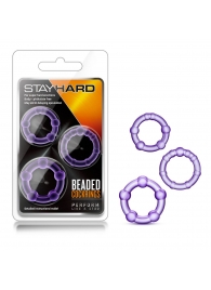 Набор из 3 фиолетовых эрекционных колец Stay Hard Beaded Cockrings - Blush Novelties - в Воронеже купить с доставкой