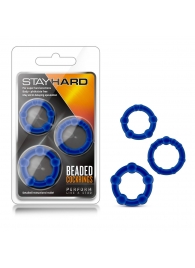 Набор из 3 синих эрекционных колец Stay Hard Beaded Cockrings - Blush Novelties - в Воронеже купить с доставкой