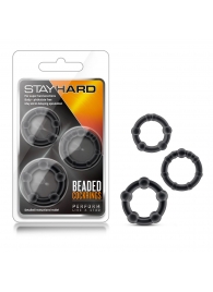 Набор из 3 чёрных эрекционных колец Stay Hard Beaded Cockrings - Blush Novelties - в Воронеже купить с доставкой