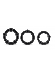 Набор из 3 чёрных эрекционных колец Stay Hard Beaded Cockrings - Blush Novelties - в Воронеже купить с доставкой