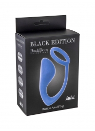 Синее эрекционное кольцо с анальной пробкой Button Anal Plug - Lola Games - в Воронеже купить с доставкой