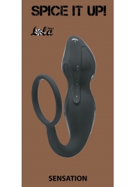 Серое эрекционное кольцо Sensation с анальным стимулятором - Lola Games - в Воронеже купить с доставкой