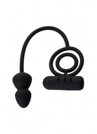 Чёрное эрекционное кольцо с вибропулькой и анальным хвостом - Erotist Adult Toys - в Воронеже купить с доставкой