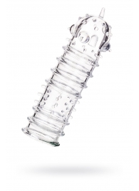 Прозрачная насадка на пенис TOYFA A-Toys с ребрами и точками - 15,3 см. - A-toys - в Воронеже купить с доставкой