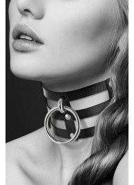 Чёрный тройной чокер с большим кольцом - Bijoux Pour Toi - купить с доставкой в Воронеже