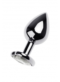 Серебристая анальная пробка с прозрачным кристаллом-сердцем - 8 см. - ToyFa - купить с доставкой в Воронеже