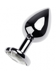 Серебристая анальная пробка с прозрачным кристаллом-сердцем - 8 см. - ToyFa - купить с доставкой в Воронеже