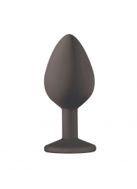 Чёрная анальная пробка Emotions Cutie Medium с желтым кристаллом - 8,5 см. - Lola Games - купить с доставкой в Воронеже