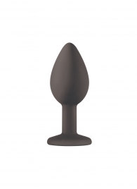 Чёрная анальная пробка Emotions Cutie Small с жёлтым кристаллом - 7,5 см. - Lola Games - купить с доставкой в Воронеже