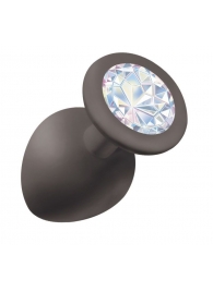 Чёрная анальная пробка Emotions Cutie Large с прозрачным кристаллом - 10 см. - Lola Games - купить с доставкой в Воронеже