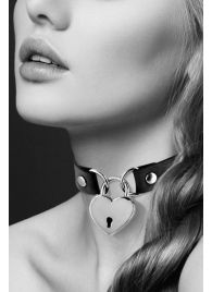 Черный чокер с замком в форме сердца - Bijoux Pour Toi - купить с доставкой в Воронеже