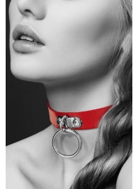 Красный узенький чокер с кольцом - Bijoux Pour Toi - купить с доставкой в Воронеже