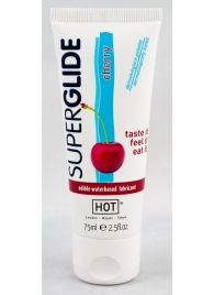 Съедобный лубрикант на водной основе Superglide с ароматом вишни - 75 мл. - HOT - купить с доставкой в Воронеже