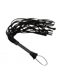 Чёрная плеть с кожаной рукоятью - 65 см. - Sitabella - купить с доставкой в Воронеже