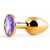 Золотистая анальная пробка с фиолетовым стразом - 7,2 см. - Anal Jewelry Plug - купить с доставкой в Воронеже