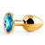 Золотистая анальная пробка с голубым стразом - 7,2 см. - Anal Jewelry Plug - купить с доставкой в Воронеже
