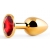 Золотистая анальная пробка с красным стразом - 7,2 см. - Anal Jewelry Plug - купить с доставкой в Воронеже