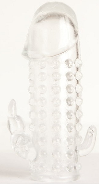 Гелевая прозрачная насадка с 2 отростками - 13 см. - Toyfa Basic - в Воронеже купить с доставкой