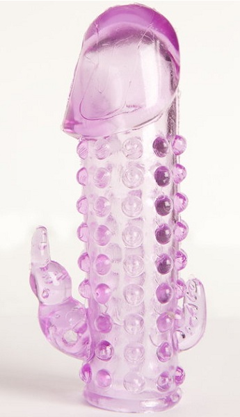 Закрытая фиолетовая насадка с 2 отростками - 13 см. - Toyfa Basic - в Воронеже купить с доставкой