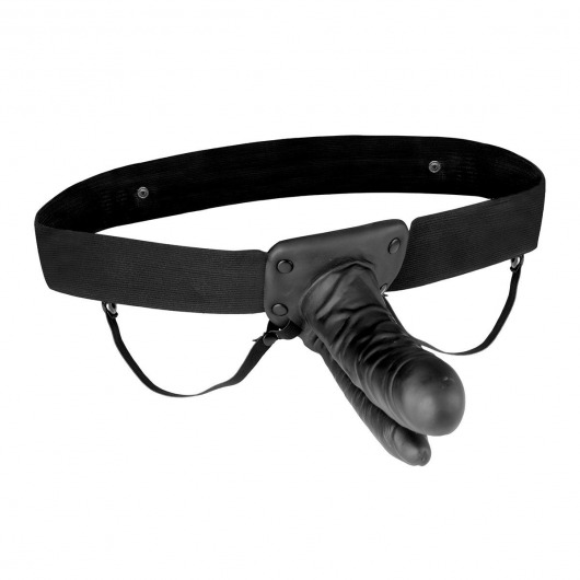 Полый страпон с двумя отростками и вибрацией Unisex Vibrating Hollow Strap-On Double Penetrating Dildo - 17,8 см. - Lux Fetish - купить с доставкой в Воронеже