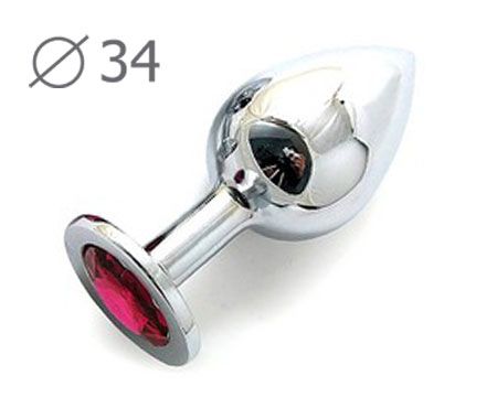 Коническая серебристая анальная втулка с малиновым кристаллом - 8,2 см. - Anal Jewelry Plug - купить с доставкой в Воронеже