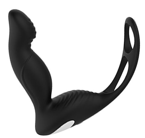 Черный вибромассажер простаты P-PLEASER W ERECTION ENHANCE - Dream Toys - в Воронеже купить с доставкой
