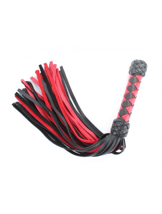 Черно-красная клеть с плетеной ручкой с ромбовидным узором - 45 см. - БДСМ Арсенал - купить с доставкой в Воронеже