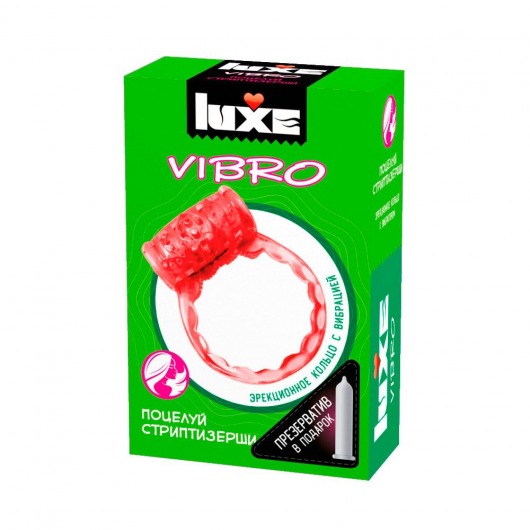 Розовое эрекционное виброкольцо Luxe VIBRO  Поцелуй стриптизёрши  + презерватив - Luxe - в Воронеже купить с доставкой