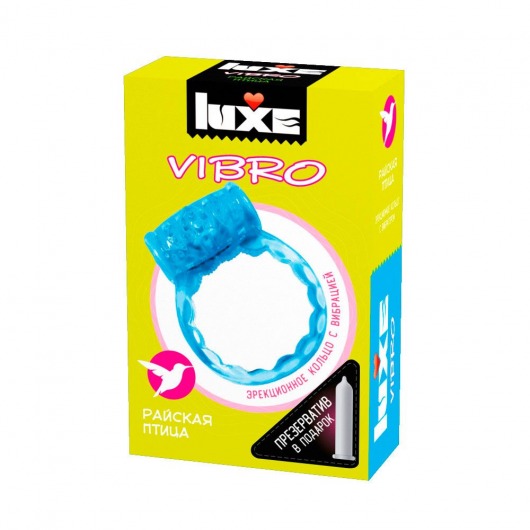 Голубое эрекционное виброкольцо Luxe VIBRO  Райская птица  + презерватив - Luxe - в Воронеже купить с доставкой