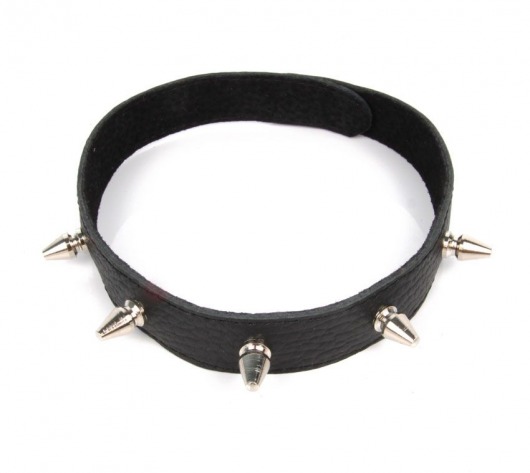 Черный ошейник на липучке с металлическими шипами - Notabu - купить с доставкой в Воронеже