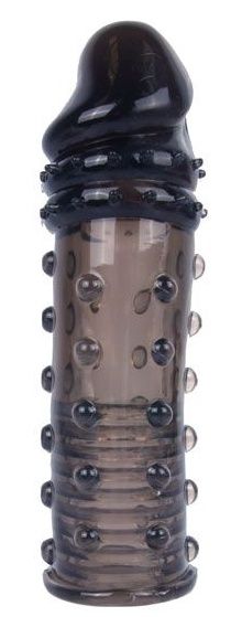 Черная насадка на пенис с пупырышками - 15 см. - Sex Expert - в Воронеже купить с доставкой