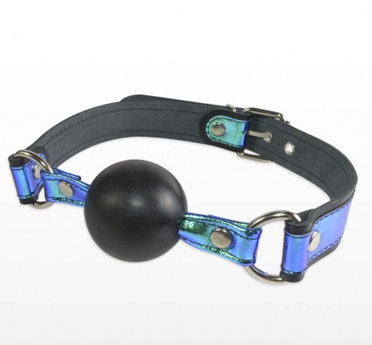 Кляп-шарик на чёрно-синих ремешках - Sitabella - купить с доставкой в Воронеже