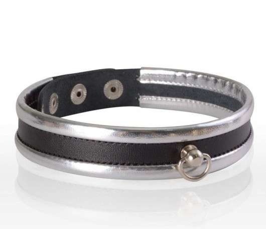 Узкий серебристо-черный ошейник - Sitabella - купить с доставкой в Воронеже