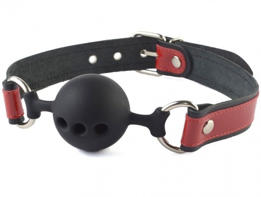 Кляп-шар на черно-красных кожаных ремешках - Sitabella - купить с доставкой в Воронеже