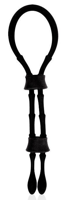 Черное силиконовое эрекционное кольцо-лассо с двумя утяжками - Sex Expert - в Воронеже купить с доставкой