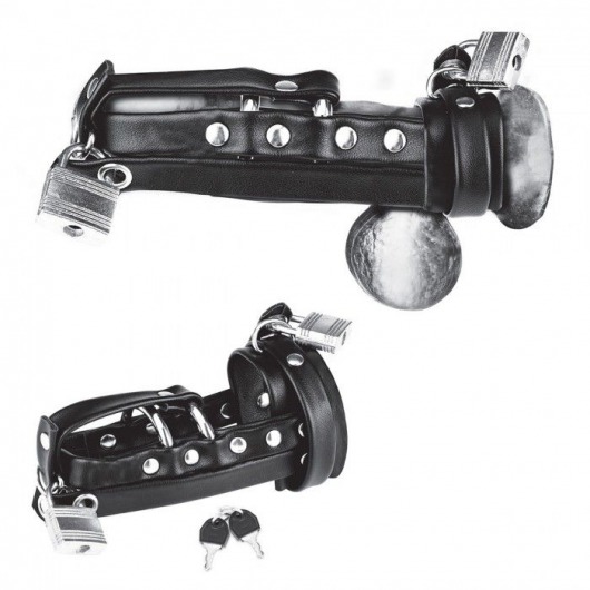 Плотная черная сбруя целомудрия для пениса на замочке - BlueLine - купить с доставкой в Воронеже