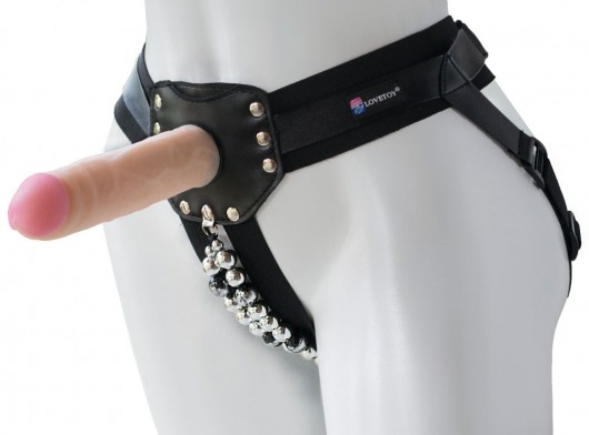 Черный пояс-трусики с насадкой  Гламур Dana  - 15,5 см. - LOVETOY (А-Полимер) - купить с доставкой в Воронеже