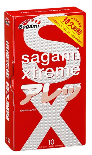 Утолщенные презервативы Sagami Xtreme Feel Long с точками - 10 шт. - Sagami - купить с доставкой в Воронеже